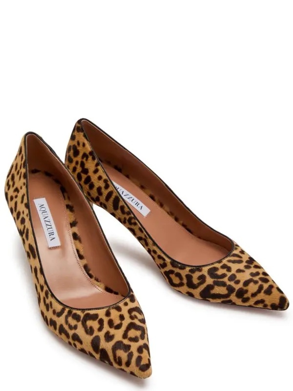 NIB Aquazzura Leopard Print Calf Hair Pumps 37.5 Pony Hair Heels